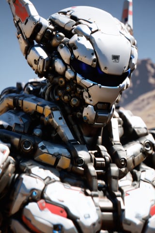 masterpiece, best quality, aesthetic, 
cyborg, solo, no humans, helmet, standing, portrait, close-up, tracing, nvidia rtx, super-resolution, unreal 5, subsurface scattering, pbr texturing, post-processing, anisotropic filtering, depth of field, maximum clarity and sharpness,