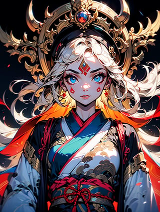  A girl, wearing hanfu, holding a sword, (negative space:1.4), gold and white and red hue, white background, (Cinematic lighting, ethereal light, intricate details, extremely detailed, incredible details, full colored), complex details, hyper maximalist, gorgeous light and shadow, detailed decoration, detailed lines. masterpiece, best quality, HDR, UHD, unreal engine. looking at the camera, fair skin, beautiful face,gongbi style,swordup