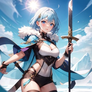 ancient style female long sword cold air ice cube