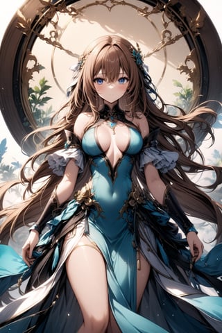 The world of cultivating immortals. female. Long brown hair. cyan clothes