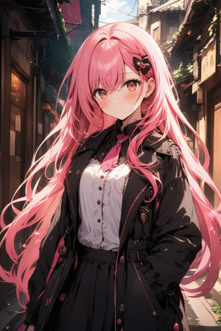 Urban. Female. Long pink hair.