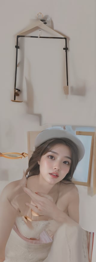 background is glassland,horizon,forest,easel, 18 yo, 1 girl, beautiful korean girl,sit on glassland, making a picture,painting,sit aside easel,holding a palette left hand,painting brush right hand, happy smile,wearing lovely dress(princess),women hat(small), solo, {beautiful and detailed eyes}, dark eyes, calm expression, delicate facial features, ((model pose)), Glamor body type, (dark hair:1.2), simple tiny necklace,simple tiny earrings, flim grain, realhands, masterpiece, Best Quality, 16k, photorealistic, ultra-detailed, finely detailed, high resolution, perfect dynamic composition, beautiful detailed eyes, eye smile, ((nervous and embarrassed)), sharp-focus, full_body, cowboy_shot,, ,perfect light,Korean,idol