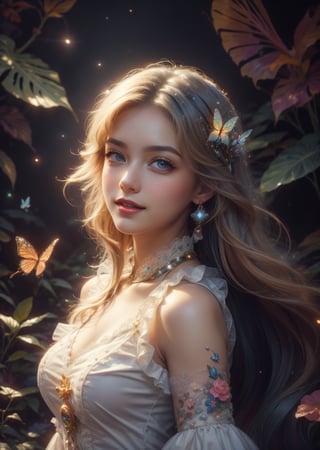 Masterpiece, top quality, best quality, official art, beauty and aesthetics: 1.2), (1girl), eyebrows, blue eyes, beautiful shiny blond eyes, long and thick hair, slightly upturned red lips, slightly parted, very Smiling happily at the camera: (fractal art: 1.3), colorful, highest details, dreamy atmosphere, bright colors, complete clothes, beautiful butterflies, beautiful fireflies, colorful and transparent art. at midnight. Extremely mysterious and extremely beautiful. All, light and shadow
Element, add fog mirror. whole body.Masterpiece, top quality, best quality, official art, beauty and aesthetics: 1.2), (1girl), eyebrows, blue eyes, beautiful shiny blond eyes, long and thick hair, slightly upturned red lips, slightly parted, very Smiling happily at the camera: (fractal art: 1.3), colorful, highest details, dreamy atmosphere, bright colors, complete clothes, beautiful butterflies, beautiful fireflies, colorful and transparent art. at midnight. Extremely mysterious and extremely beautiful. All, light and shadow
Element, add fog mirror. whole body.