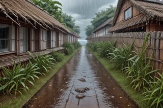 outdoor, sky, day, clouds, water, trees, blue sky, no humans, ocean, beach, thatch, landscape, sand, coast,
macro photography, original photos, realistic, photography,fine art, Rainy Day,rain