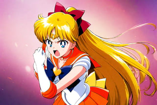 sailor venus, The beam that bounced back hit her directly, open her mouth big, eyes closed, closing eyes, shouting, screaming, midnight of school classroom, masterpiece, best quality, high resolution, unity 8k wallpaper, beautiful detailed eyes, extremely detailed face, perfect lighting, extremely detailed CG, perfect hands, perfect anatomy sv1, 

orange skirt, elbow gloves, tiara, pleated skirt, miniskirt, red bow, orange choker, white gloves, jewelry, blond long hair , hair tied back, made into a ponytail, bow, brooch, choker, earrings, elbow gloves, gloves, heart, heart brooch, sailor collar, skirt, pleated skirt, sailor collar, sailor senshi uniform, skirt, stud earrings, white gloves, 

angry face, glaring up, twinkle in the eyes, hero pose, fighting alone, aavenus, crescent beam!