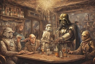 Alessandro Magnasco style, Star Wars, bar