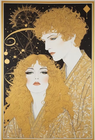  (80s poster) Aubrey Vincent Beardsley and Heinz Edelmann, Art Station, Full Color,alchemy, Gold Dust