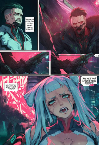 score_9,   source_anime, (w-frame comic) Tortured by SIMON BISLEY (Cyberpunk),LegendDarkFantasy