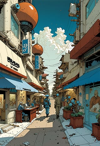 Prompt: score_9, source_Comics, (2 page comic) BOOK OF THE MOEBIUS & Katsuya Terada collaboration, art station, BANDE DESSINÉE story transcription, full color, Streetscape