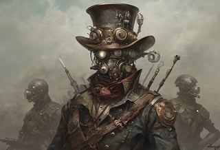 Alessandro Magnasco style, Western, steampunk, tortured by robotic soldiers