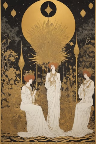  (80s poster) Aubrey Vincent Beardsley and Heinz Edelmann, Art Station, Full Color,alchemy, Gold Dust