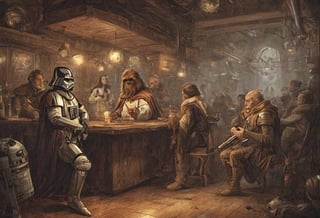 Alessandro Magnasco style, Star Wars, bar