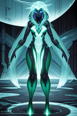 green female alien , beautiful hair,,glowing etherea