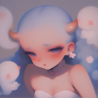 score_9, score_8_up, score_7_up, 1_girl, gloomybabe, blurry edges, dark image, bluish, white ghost, small horns