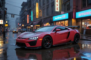 city,cyberpunk,(streetscape:1.1),(neons:1.2),ray tracing,street,night view,high reflection,YANGWANG U9,,masterpiece,clouded over,hdr,sports car,car,(rain:1.1),rainy days,