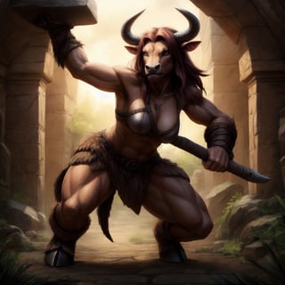 Minotaur, female, Barbarian