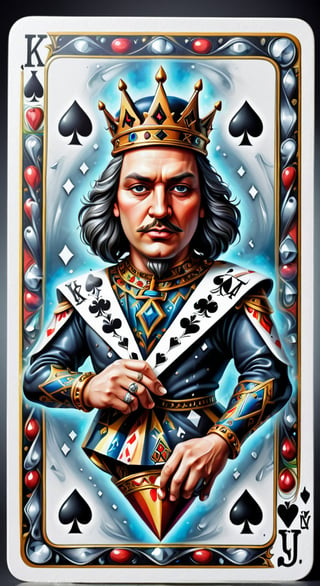 The King of Spades   "on a playing card".  fantasy. video art. airbrushing. stock photo.hyperdetalization. 3d. High quality photos. realistic. vector graphics. Surrealism.diamond painting.