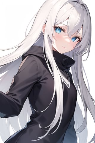 white hair, long hair, blue eyes