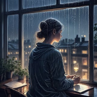 My friend the artist and poet on a rainy evening on glass,
He drew my love, revealing to me a miracle on earth,
I sat silently by the window and enjoyed the silence,
My love has always been with me since then