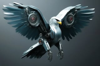 A beautiful, futuristic eagle with delicate, mechanical wings.