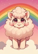 by Birdpaw \(artist\), by Butterchalk, by Daftpatriot, my little pony, quadruped feral chibi toony (fluffle puff:1.25), pony, excessive fluff, (blep, short limbs, full-length portrait:1.25), BREAK, pink sky, (rainbow:1.25), cloud, star-shaped background, masterpiece, best quality, 4k, 2k, high detail, absurd res