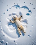 (Christmas:1.3) Polar Bear Snow Angel: A polar bear making a kawaii snow angel in the freshly fallen snow.  <lora:dmc:1>