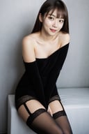 ((different clothes)), (Petite) ,(low angle), (posing to viewer), portrait photo of a 18 years old girl, brown hair, sitting, skinny legs, (see-through transparent thigh high stockings, transparent pantyhose), 