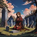 (high quality), nodf_lora, 1girl, long hair, tombstone, praying, clouds, solo, flower, outdoors, nature, scenery, afternoon, <lora:notion_of_dark_fantasy-nodf-08:1>