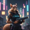 anime artwork, cyberpunk anthro squirrel female a destroyed city holding a gun , shallow depth of field, vignette, highly detailed, high budget, bokeh, cinemascope, moody, epic, gorgeous, film grain, grainy