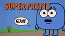 text bubble of Towelie with a text bubble that says "GIANT PRINT" "SUPER"