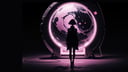 (silhouette:1.25),1girl,dark background,blacklight,mid shot,full body,somber expression,looking down,dark energy,vibrant magenta,portal to another world,flat color,flat shading,ultra realistic,highres,superb,8k wallpaper,extremely detailed,intricate,limited palette,pink,