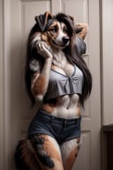 1girl, sexy australian_shepherd /(breed/), photo, full_frame, highest_quality, realistic