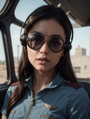 a beautiful girl pilot wearing aviator googles, unreal engine render, 8k