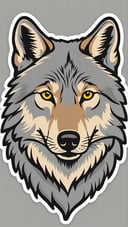 sticker : wolf, pencil style, grey, simple background