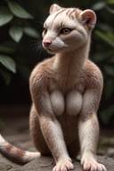 female, stoat, (realistic), cute