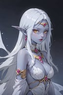 (high quality, detailed, beautiful), 1girl, perfect face,Azshara, elf ears, long ears, white hair, long hair, long brows, colored skin, blue skin, grey skin, yellow eyes, jewelrywhite clothes, upper body, front view,dark background,<lora:Queen_Azshara_Elf__World_of_Warcraft:0.7>