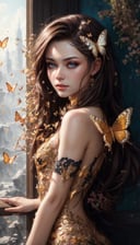 8k portrait of beautiful cyborg with brown hair, intricate, elegant, highly detailed, majestic, digital photography, art by artgerm and ruan jia and greg rutkowski surreal painting gold butterfly filigree, broken glass, (masterpiece, sidelighting, finely detailed beautiful eyes: 1.2), hdr, <lora:more_details:0.36>