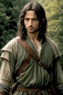 photo of the warrior Aragorn from Lord of the Rings, film grain