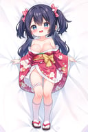 masterpiece,high quality,1girl,(solo:1.2),open mouth,happy,looking at viewer,long hair,large breasts,standing,black hair,kimono,(loli:1.2),(child:1.2),full body,, <lora:EMS-5300-EMS:1>