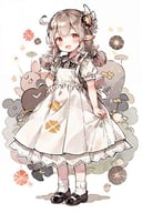 masterpiece, best quality,  <lora:klee:1>, <lora:0622_watercolor_loha_da16_dim64-000010:0.7>,1girl, sidelocks, pointy ears, maid, klee (genshin impact), maid headdress, twintails, apron, solo, bangs, ahoge, alternate costume, looking at viewer, smile, simple background, :d, maid apron, hands on hips, low twintails, light brown hair, full body, short sleeves, long hair, clover print, orange eyes, mary janes, enmaided, hair between eyes, socks, open mouth, shoes, black footwear, standing, white background, red eyes, dress, black dress, white socks, head tilt, puffy sleeves, dodoco (genshin impact), puffy short sleeves, jumpy dumpty