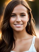 award winning portrait photo of an young smiling swedish woman, bokeh, backlit, (brown color in detail:1.1), telephoto, elegant atmosphere, realistic, intricate details, true skin tone