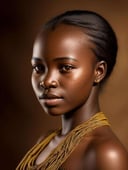 award winning portrait photo of an young ugandan woman, bokeh, backlit, (brown color in detail:1.1), telephoto, elegant atmosphere, realistic, intricate details, true skin tone