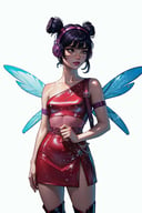 (Musa), (short twin tails, bangs, black hair, black eyes, asian), (fairyoutfit), (red dress, knee high boots, fairy wings, purple headphones, sparkling clothing, one strap), (white background, solid white background:1.2), (realistic:1.2), (masterpiece:1.2), (full-body-shot:1),(Cowboy-shot:1.2), neon lighting, dark romantic lighting, (highly detailed:1.2),(detailed face:1.2), (gradients), colorful, detailed eyes, (natural lighting:1.2), (neutral standing pose:1.2), (solo, one person, 1girl:1.5),<lora:WinxClubMusa-10:0.9> <lora:add_detail:0.15> <lora:hipoly3DModelLora_v10:0.05> <lora:RSERomantic_RSESofiko_RSEEmma-v1:0.1> <lora:BeautifulEyes:0.65>