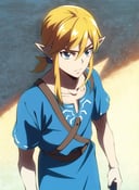 boichi anime style,  link, the legend of zelda, the legend of zelda: breath of the wild, 1boy, blonde hair, blue eyes, long hair, male focus, pointy ears, ponytail, solo,  ((masterpiece)) <lora:link_offset:1>   <lora:boichi_anime_style_offset:1>