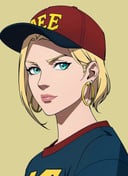 masterpiece, best quality, 1girl, aqua eyes, baseball cap, blonde hair, closed mouth, earrings, green background, hat, hoop earrings, jewelry, looking at viewer, shirt, short hair, simple background, solo, upper body, yellow shirt 