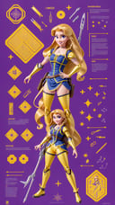 (Dutch angle:1.3), (ActionFigureQuiron style), solo, Rapunzel (Tangled): Rapunzel's long golden hair, purple dress, and adventurous spirit make her a favorite Disney princess character to cosplay., box art,action figure box, weapon, no humans, (reference sheet:1.4), power armor, concept art,<lora:quiron_ActionFigure_v2_lora:0.47>