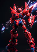 (red and black mecha), gundam, holding rifle, explosion, laser, robot, masterpiece,best quality,ultra-detailed,very detailed illustrations,extremely detailed,intricate details,highres,super complex details,extremely detailed,cowboy shot, caustics,reflection,ray tracing,demontheme,nebula,dark aura,cyber effect, action, ancient japanese architecture,pond, starry sky,skyline, <lora:mecha_offset:1> <lora:more_details:0.2>