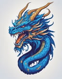 Leonardo Style, illustration, no humans, open mouth, solo, horns, dragon, chinese dragon,blue theme, vector art<lora:leonardo_illustration:1>