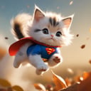 Xxmix_Catecat,a cat,autumn,cat,Fly through the air in a superman suit