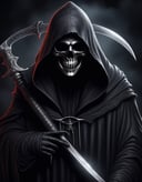 Horror-themed Grim Reaper in a hood with scythe, portrait, <lora:add-detail-xl:0.9> . Eerie, unsettling, dark, spooky, suspenseful, grim, highly detailed <lora:add-detail-xl:0.9>